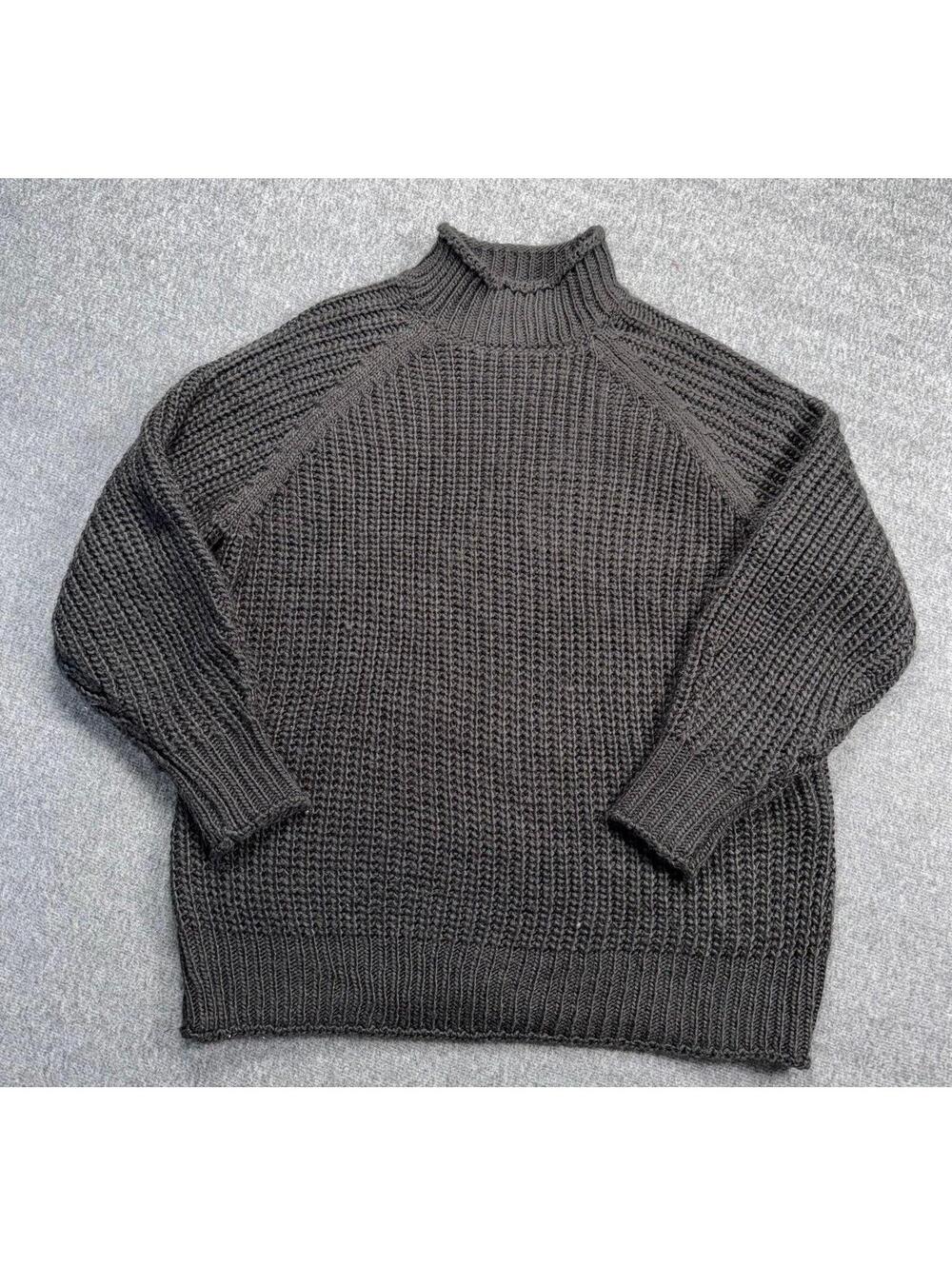 Mustard Seed Black Knit Sweater Oversized Size Small Soft Cozy Mock Neck